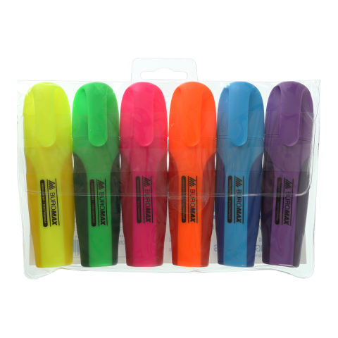 Набір BUROMAX NEON із 6-х текстових-маркерів (BM.8904-94), різнокольорові